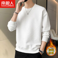 南極人男士長(cháng)袖t恤秋冬季加絨款衛衣白色打底衫男裝春秋內搭衣服 2275JR白色加絨加厚 M M