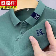 恒源祥品牌高檔25年夏季純棉男士短袖POLO衫刺繡爸爸純色男裝T恤上衣服 POLO衫刺繡草綠色【DK】 M