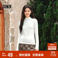 森馬（Semir）長(zhǎng)袖T恤女半高領(lǐng)吸濕發(fā)熱抗菌2024冬緊身抓絨打底衫109724101001