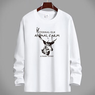 賓宇兄弟（BINYUXD）一件代發(fā)180g精梳純棉長(cháng)袖T恤女男女同款印花 白色 S 【建議80-100斤】