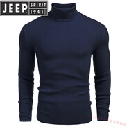 JEEP SPIRIT高檔2025男裝針織衫高領(lǐng)毛衣秋冬歐美長(cháng)袖套頭毛線(xiàn)衫 深藍色 S 版型偏小，建議拍大一碼