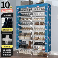詠幻大容量鋼管儲存門(mén)鞋架實(shí)惠的宿舍多層經(jīng)濟鞋柜家用簡(jiǎn)易防塵 超大號雙排十層【火烈鳥(niǎo)升級滌棉布】