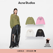 Acne Studios 男女同款 做舊1996印花寬松落肩長(cháng)袖T恤上衣CL0197 橄欖綠色 S -女 / XS-男