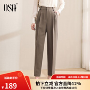歐莎（OSA）高腰窄版OL職業(yè)垂感煙管西裝褲女通勤顯瘦直筒休閑褲子2025秋新款 咖色A XS