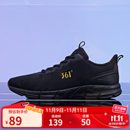 361°361男鞋秋季經(jīng)典網(wǎng)面透氣休閑運動鞋耐磨跑步鞋男 烏黑色/皇冠金 42