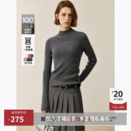 LILY【100美麗諾綿羊毛】秋裝新款女裝修身百搭半高領(lǐng)針織衫 509深灰 M