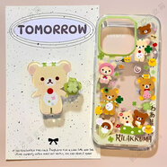 尼基科輕松熊手機殼夏日小清新綠邊輕松熊適用蘋(píng)果16promax手機殼iPhone15/14plus帶旋轉四葉草支架13pro 大孔太空殼,透明-R15夏綠輕松熊邊框+【小熊四葉 iPhone 6s