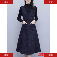 單/套裝背心裙女2026秋冬毛呢無(wú)袖連衣裙外穿顯瘦中長(cháng)款a字裙建議 藏青色連衣裙+黑色毛衣 L 建議親90-110斤