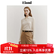 ELAND衣戀小奶羔毛衣女POLO領(lǐng)短款絞花含綿羊毛2025早秋新款 象牙白/白色(39)Ivory M 165