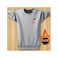 南極人男士保暖內衣單件上衣加絨加厚打底衫秋冬棉毛衫大碼衛衣長(cháng)袖T恤 保暖彩色小羽毛淺灰色 M 建議80-100斤