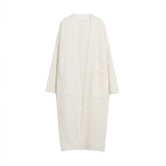 陳大鈺藍色圈圈紗長(cháng)款毛衣女秋冬寬松慵懶溫柔風(fēng)軟糯針織開(kāi)衫外套 米白色 米白色 S