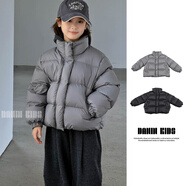 嗒囜-【松軟大饅頭｜回彈感】立領(lǐng)護脖｜防風(fēng)保暖 兒童冬裝加厚羽絨服 黑色 150 建議身高（145-154cm） 充絨量210g