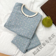 姒漾男女童秋衣秋褲套裝兒童純棉無(wú)骨家居服寶寶睡衣 藍色小碎花 10A 99%率 150 高彈絲線(xiàn) 耐穿不斷裂