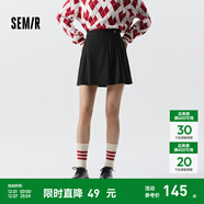 森馬（Semir）半身裙女易打理A字裙2024春季俏皮百褶裙百搭 黑色90001 M