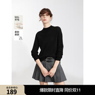 ELLE【100%綿羊毛】高領(lǐng)毛衣女2025秋冬新款打底保暖內搭羊毛針織衫 黑色（半高領(lǐng)升級版） S