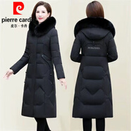 皮爾卡丹（pierre cardin）羽絨棉服女2024新款冬季長(cháng)款過(guò)膝加厚刺繡棉衣韓版修身棉襖外套女 黑色 3XL 130斤-145斤