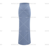 接運貓包臀一步裙歐美風(fēng)ins街拍雙層低腰修身包臀長(cháng)裙 螺紋高彈舒適過(guò)膝 藍色 L