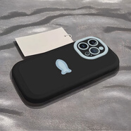 品飛硅膠適用蘋(píng)果17promax手機殼貓想魚(yú)彩繪iPhone16pro軟 黑色-泡芙殼-小魚(yú)【硅膠不發(fā)黃氣囊防摔】 iPhone15ProMax