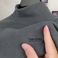 南極人（Nanjiren）半高領(lǐng)字母打底衫男德絨長(cháng)袖t恤秋冬季加絨保暖內搭加厚秋衣上衣 德絨半高領(lǐng)【TUAO】深灰 2XL 建議135-150斤