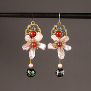 案妝民族風(fēng)飾品毛衣鏈吊墜掛件長(cháng)款瑪瑙項鏈復古貝殼花配飾套 巴洛克珍珠耳環(huán)925銀耳鉤