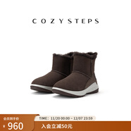 COZY STEPS可至男士24冬季厚底舒適羊皮毛一體保暖防寒防滑大碼雪地靴 巧克力色 42
