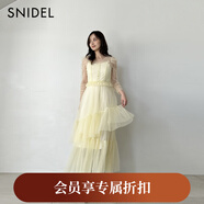 SNIDEL2025秋冬新品優(yōu)雅V領(lǐng)泡泡袖荷葉邊薄紗連衣裙SWFO255040 黃色 S (0)
