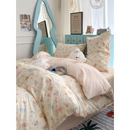 姜古樂(lè )ins四件套100床單被套兒童學(xué)生宿舍2單人床上用品三件套3 1.5m床單款【被套200*230cm】4件套 狗狗家族（粉）【甄選100%新疆全棉】