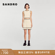 SANDRO秋冬女裝時(shí)尚簡(jiǎn)約淡褐色撞色條紋鏤空裝飾針織半裙 淡褐色 38