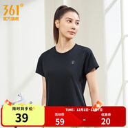 361°短袖男速干t恤新款夏季彈力吸濕排汗運動(dòng)t恤男圓領(lǐng)跑步健身速干衣 【女款】超級黑 XS