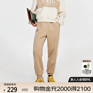 卡帕（Kappa）針織休閑褲女拉絨復古運動(dòng)褲黑色長(cháng)褲小腳衛褲K0D82AK07