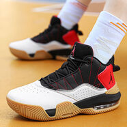 金貝勒籃球鞋男鞋2025夏季新款透氣運動(dòng)鞋學(xué)生高筒耐磨防滑實(shí)戰球鞋 6905白黑紅皮面款腳寬腳胖加大一碼拍 41 41運動(dòng)鞋標準碼