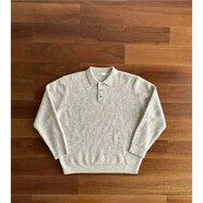 韓潮襲人（HAN CHAO XI REN）學(xué)院風(fēng)灰色polo領(lǐng)毛衣女春秋新款寬松顯瘦百搭長(cháng)袖針織衫上衣 米杏色【HCXR正品】 m30 S 碼95斤以下