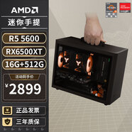 AMD R5 5600/9600X/RX7650GRE/6500XT迷你主機ITX整機手提DIY電腦組裝機臺式mini辦公臺式機AI PC電腦 配置二丨R5 5600/RX6500XT