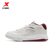 特步（XTEP）運動(dòng)鞋男舒適通勤板鞋輕便百搭小白鞋潮流時(shí)尚情侶休閑鞋女 帆白/深棗紅-0008 女款 37