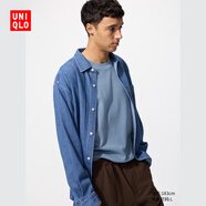 優(yōu)衣庫男裝女裝柔軟圓領(lǐng)T恤/休閑長(cháng)袖上衣25秋冬新款479783 63 天藍色 L /175/100A