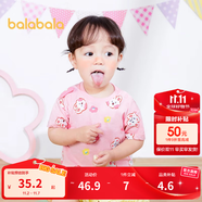 巴拉巴拉嬰兒t恤寶寶打底衫女童上衣男短袖夏季全棉可愛 紅色調00366-208224117201 90