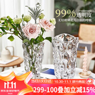 漫生活花瓶玻璃24cm插花瓶水養(yǎng)插百合透明花瓶擺件客廳輕奢花瓶波西米亞
