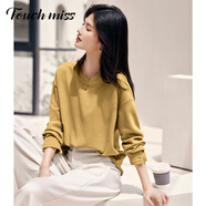 塔馳密司輕奢知性?xún)?yōu)雅休閑螺紋衛(wèi)衣女2025年秋季新款長(zhǎng)袖百搭上衣 姜黃色 M