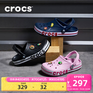 卡駱馳（CROCS）洞洞鞋貝雅卡駱班輕便耐磨一腳蹬休閑鞋|205089 黑色/白色-066 39 (240mm)