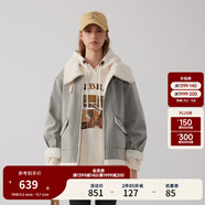 Teenie Weenie小熊女裝冬裝時(shí)尚潮流甜酷風(fēng)加絨保暖牛仔短外套上衣 中藍(lán)色 M (165)