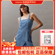 Calvin KleinCK Jeans夏季女士休閑經(jīng)典布標復古牛仔吊帶連衣裙J77 1A4-牛仔藍 XS