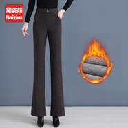 黛姿茹毛呢微喇休閑褲女秋冬2025新款高腰加絨加厚褲子女小個(gè)子喇叭褲 66789咖色款【九分褲】 加絨 M (27) 推薦95-105斤