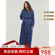 Lee女裝連衣裙長(cháng)袖襯衫式連衣裙牛仔長(cháng)裙子純棉2025春秋款收腰顯瘦裙 藍色 S (EU)