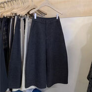 歐貨格子闊腿褲女冬季新款大碼梨形身材小個(gè)子加絨加厚毛呢休閑褲 圖片色常規 4XL 4XL建議180-200斤