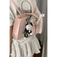 甜美蝴蝶結蕾絲雙肩包包女2025新款潮時(shí)尚韓國托特包大容量公文包 粉色+掛件