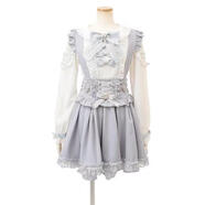 地蕾系日系可拆卸背帶半身裙顯瘦收腰遮胯愛(ài)心珍珠扣背帶裙 藍色 背帶裙 XL