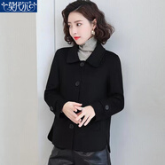 莫代爾時(shí)尚小香風(fēng)外套短款毛呢大衣女2025秋冬季新款寬松百搭氣質(zhì)上衣 黑色 L