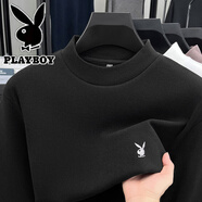 花花公子半高領(lǐng)長(cháng)袖t恤男雙面德絨厚款打底衫男士純色休閑百搭保暖上衣冬 JL-FJ8005黑色 L