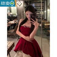 何健弓抹胸超短裙超顯瘦版微胖mm秋冬款法式重工抹胸短裙氣質(zhì)披肩外套兩 抹胸裙 優(yōu)質(zhì)版單件 S 建議80-90斤