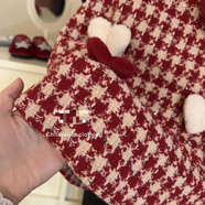 喜雅萌寶寶格格服女童背心裙洋氣女小香風(fēng)加絨格子裙子兒童千鳥(niǎo)格連衣裙 愛(ài)心格子裙(不加絨加絨) 100 cm